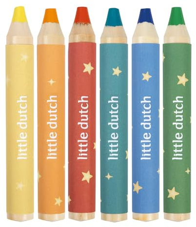 Little Dutch Buntstifte Malstifte Set für Kinder/Kleinkinder - 6 Farbtöne - ab 2 Jahren - Jim & Friends