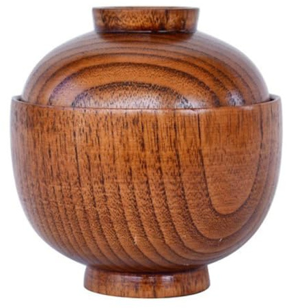 BESPORTBLE Bol Japonais Bois Acacia avec Couvercle Bol Repas Pratique pour Soupe Snack Fruits Service Alimentaire pour Restaurant et Maison