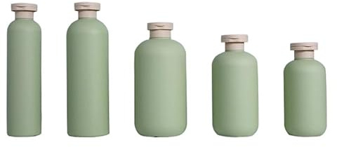 Healifty 5Pcs Leakproof Refillable Shower Gel Bottles Travel Squeeze Containers for Shampoo Lotion Soap 200Ml 250Ml 300Ml 400Ml 500Ml for Travel and Daily Use