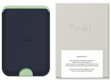 a.odd MagSafe Card Wallet, Vegan Leather Magnetic Card Holder Compatible with MagSafe Devices, NFC Supported, Holds up to 3 Cards, Colour Combinations, iPhone 17/16/15/14/13/12 (Thyme Navy)