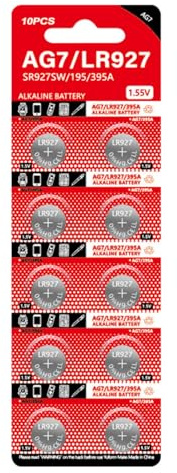KACCDE 10 batterie a bottone AG7 da 1,55 V, LR57, LR927, 395, SR927W, SR57, SR927, V399, batterie di ricambio per orologio, registratore digitale