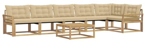 vidaXL Outdoor-Sofagarnitur 7 pcs Weiß und Beige 79 x 79 x 37 cm, Garten Sofa für draußen, modernes Lounge Set, langlebige Möbel für die Terrasse, bequemes Sitzen