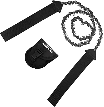 Overmont Reinforced-Type Pocket Chainsaw (56inch-48teeth) Hand Chainsaw 48 Teeth Portable Bidirectional Chain Tree Saw for Gardening Survival Outdoor Camping Wood Cutting