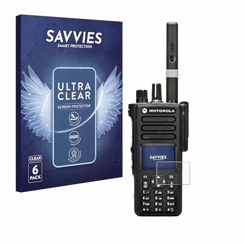 Savvies Protection Film compatible with Motorola DP4800 | 6 Pack Clear Screen Protection Made in Germany Anti-Scratch Transparent Foil