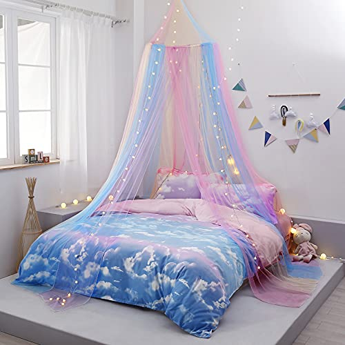 Nattey Prinzessin Mädchen Spitze Bettwäsche Moskitonetz Himmel Bites Schützen für Twin Queen King Size Überdachungen, Acrylbeschichtete Baumwolle, violett, Einheitsgröße