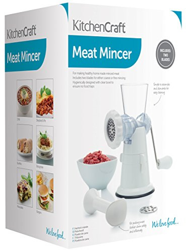 Kitchen Tabletop Manual Meat Mincer Transparent with 2 Blades Included