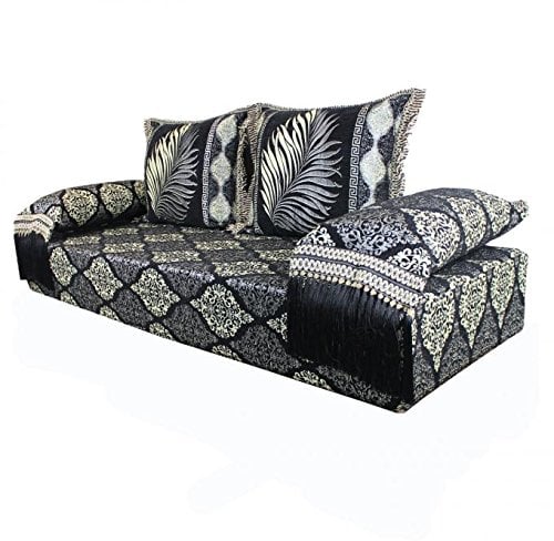 Casa Moro Orientalisches Sofa Salma Schwarz 25 cm marokkanische SITZCOUCH 5tlg aus Marrakesch Arabische SITZGRUPPE Sark Kösesi SITZGARNITUR MO5009OG