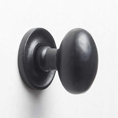 Yester Home Oval Cast Iron Metal Cabinet Knob Matt Black | Kitchen Bathroom Drawer Cupboard Wardrobe Handles | 25mm Diameter