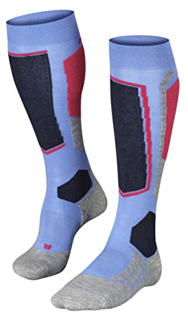 FALKE Damen Skisocken SK2 Intermediate W Kh Wolle Funktionsmaterial warm dick 1 Paar, Blau Blue Note 6545, 39-40