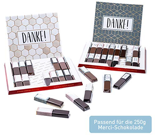 Aufkleber Set für Merci Schokolade (passend für 250g Box mit 20 Riegeln) - Ganz persönlich Danke sagen - Kreative Dankeschön Geschenke für Ihre Liebsten (nicht im Set enthalten)