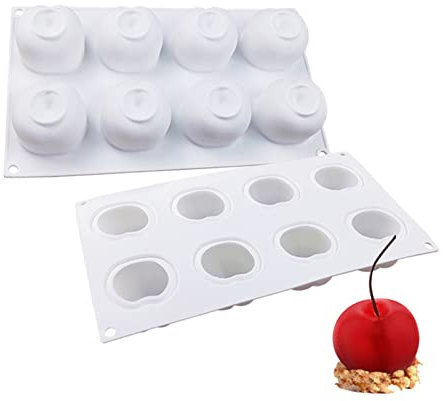 Molde de silicona con forma de frutas, manzana, fresa, cereza, melocotón, naranja, pera, molde de chocolate, para la fabricación de bombones de chocolate caliente,gelatina, mousse (cereza)