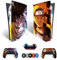 MaD Vision® Extra-Haltbares Skin-Set aus Vinyl für PS5 Disc + 5 Paar Aiming Rings | Kratzfestes Aufkleber-Set für Playstation 5 + 2 Controllers – für Sasuke|Naruto Design
