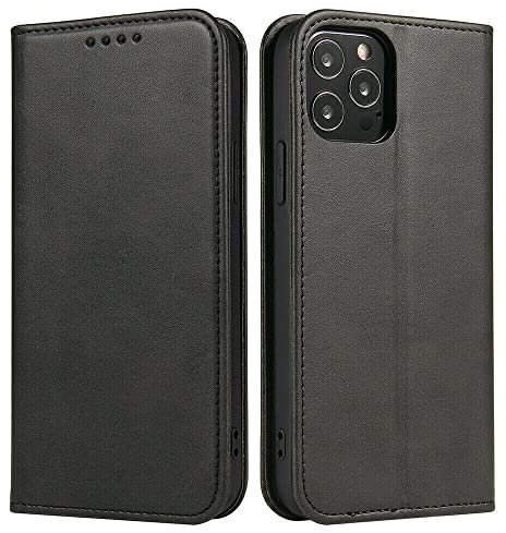 Mixroom - Custodia Cover Case a Libro Nero per iPhone 13 PRO con Stand in Ecopelle Chiusura Magnetica Formato Portafoglio Parte Interna in TPU Morbida