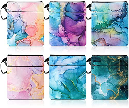 6 Stück Buchschutzhüllen mit Reißverschluss, Buchhülle für Buchliebhaber, waschbarer Stoff, Buchschutztasche für Taschenbücher, Buchliebhaber, Geschenke, Größe M, 27.9x21.4 cm (Treibsand mit Glitzer)