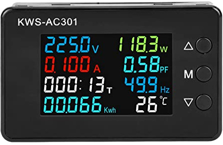DROK Multimètre AC 50-300 V 0-100 A avec transformateur ouvert 110 V 220 V tension courant électrique moniteur d'énergie ampmètre voltmètre écran LCD pour usage domestique