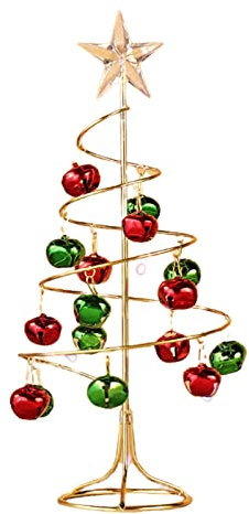 Lazyspace Albero di Natale in ferro, ornamento natalizio con campane in ferro battuto, mini albero decorativo da scrivania per casa ufficio decorazione da tavolo