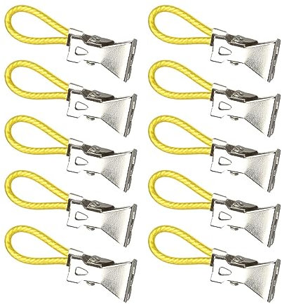 10 Pinces à Serviettes, Pinces de Salle de Bain, Pinces En Métal, Pinces En Fer, Torchons Suspendus Pinces à Linge Pinces à Linge Multifonctions avec Boucle de Suspension, pour Cuisine, Maison, JAUNE