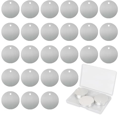 Fesorsi Hundemarken-Rohlinge, runde Aluminium-Blanko-Etiketten, gravierbare Metall-Schlüsselanhänger-Rohlinge, Haustier-ID-Tags, personalisiert für Lasergravur, Stempeln, Schmuckherstellung, Basteln,