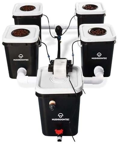 MushroomTec Deep Water Culture 20 Litre Bubble Flow Buckets DWC RDWC Hydroponic Growing System Kits