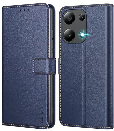 Ganbary Cover Compatibile con Xiaomi Redmi Note 13 Pro 4G/ Poco M6 Pro 4G (Non per 5G), Premium Pelle PU Flip Libro Custodia [Protezione Completa] [Slot per Scheda] [Funzione di Supporto], Blu