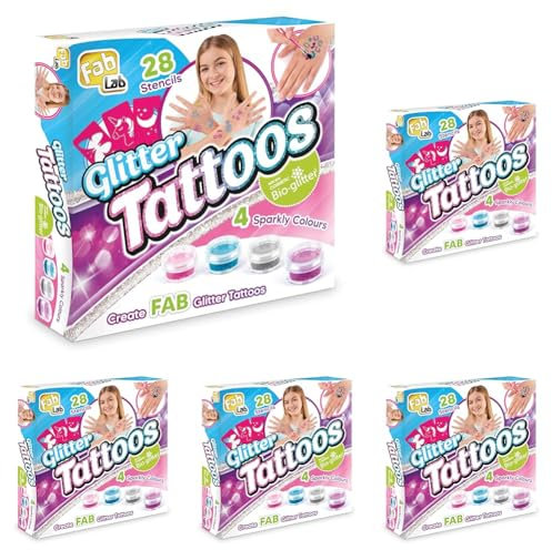 FabLab FL003 Glitter Tattoos, Mixed,22 x 22 x 5 cm (Pack of 5)