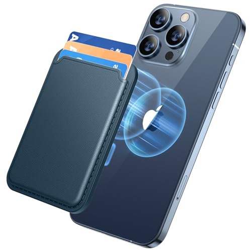 Miracase Magnetic Wallet, Compatible with MagSafe Wallet, 3-Card Holder, for iPhone 16/15/14/13/12/11 Series, 3-Card Holder, Vegan Leather, Blue