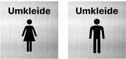 Umkleide Damen Herren Schild Dibond/Alu 3 mm 12x12cm mit Klebepad Umkleideschild (Set Damen + Herren)