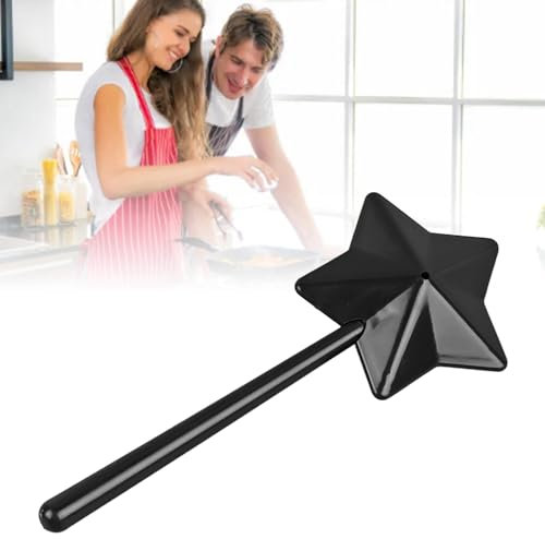 lvifloae Wand Salt and Pepper Shakers,Salt and Pepper Shaker Wand Plastic Cute Practical Pentagram Shape Salt Dispenser Black (Black)