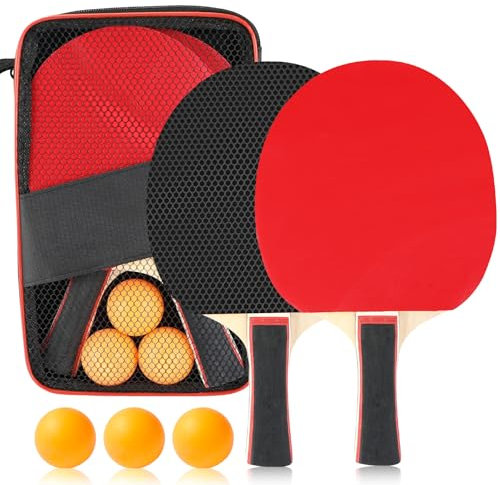 Raquette de Ping-Pong, Tennis de Table, Ping Pong Kit pour Adultes Enfants, 2 Raquette de Tennis de Table + 3 Balles +1 Sac, pour Loisir,Entraînement,Amateurs,Experts