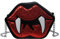 Ocuuer Lustige Vampir-Kettentasche for Damen, PU-Leder mit Pailletten, Zahnlippen-Umhängetasche, Reißverschluss, Vampir-Lippen-förmige Tasche, Halloween-Partytasche (schwarz)