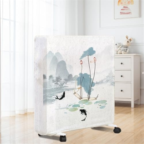 Highdi Ölradiator Staubschutzhülle, Elektroheizer Heizlüfter Staubschutzhülle Elektroheizkörper Staubschutzhaube Elastische Ölradiator Heizgerät Protector Abdeckung (Schwarzer Fisch,60-79cm)