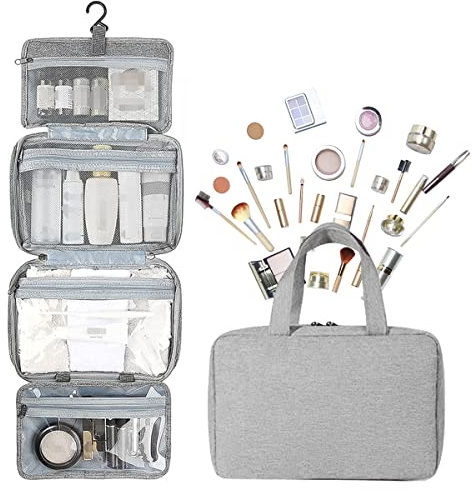 Trousse de toilette de voyage à suspendre pour homme et femme - Grande trousse de toilette étanche - Organiseur pliable et compact - Trousse de toilette portable - Essentiels de voyage pour voyage
