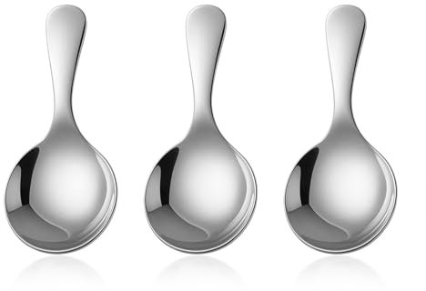 Kleiner Salzlöffel aus Edelstahl,3 PCS Runde Dessertlöffel Teelöffel Zuckerlöffel Löffel mit Kurzem Griff Teeschaufeln Messlöffel Desserts Eislöffel Servierlöffel für Marmeladengläser Gewürze Kaffee