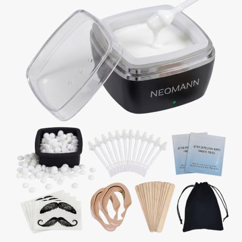 NEOMANN Waxer Mini – Mobiles Waxing Set mit USB-C Anschluss & Etui – Mini Wachserhitzer inkl. 100g Wachsperlen & Applikatoren – Ideal für Nase, Augenbrauen & Gesicht unterwegs
