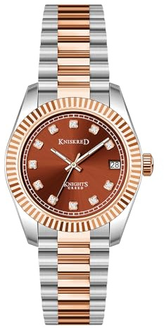 KNISKRED Klassische Armbanduhren für Damen mit Kristall Akzent und Solid Edelstahl Band Damen Kleidung Uhr Wasserdicht