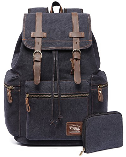 KAUKKO Vintage Rucksack für Damen und Herren, 04 - Schwarz, one size, Tagesrucksack
