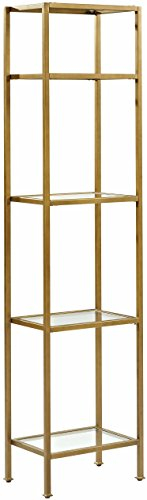 Crosley Furniture CF6114-GL Aimee Narrow Etagere Bookcase - Gold and Glass