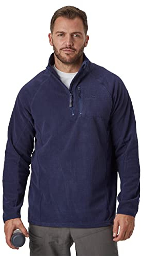 Peter Storm Men’s Grid Half-Zip Fleece with High Neck & Zipped Chest Pocket, Warm, Soft & Comfortable Midlayer Pullover (UK, Alpha, XL, Regular, Regular, Navy)