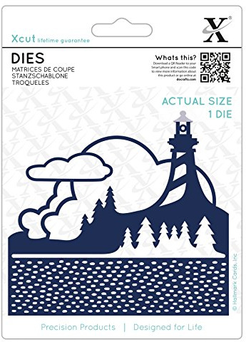 docrafts XCU503446 Xcut Stanzschablonen-Leuchtturm, Blech, blau, 19.5 x 14.3 x 1.2 cm