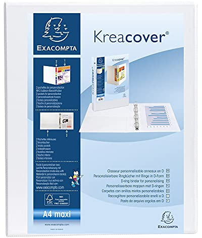 Exacompta 51921E Präsentationsringbuch KreaCover Kunststoffbezug außen und innen. 2 Ring-Mechanik DIN A4 Füllhöhe 20 mm ideal für Angebots- und Unternehmenspräsentationen weiß Ringbuch | weiss