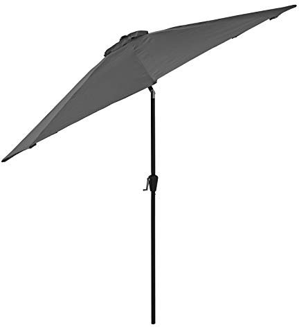 Azuma Garden Parasol 3M Round Grey 8 Panel Crank & Tilt Function Patio Umbrella Sun Shade With UV50 Protection Adjustable Canopy Air Vented For Stability Aluminium Pole Summer Dining Accessory