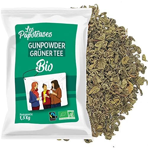 LES PAPOTEUSES | Té verde con pólvora de hoja entera | 1500g | Té verde de China | Certificado orgánico y de comercio justo