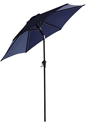 FLAME&SHADE 2.3m Outdoor Market Garden Parasol Patio Table Umbrella with Tilt and Crank, Navy Blue