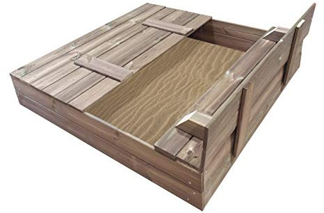 | MASGAMES | Arenero con Tapa Plegable | con Malla antihierbas | Madera tratada|