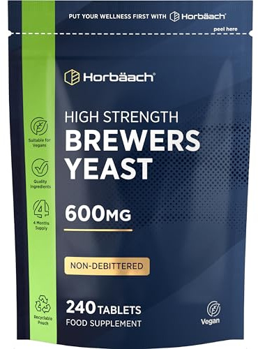 Brewers Yeast Tablets 600mg | 240 Count | Natural Source of B-Vitamins, Amino Acids, Minerals & Trace Elements | High Strength Supplement | by Horbaach