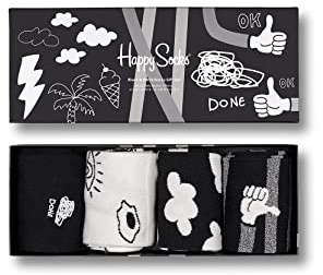 Happy Socks Unisex 4-pack Black And White Socks Gift Set Socken (4er Pack)