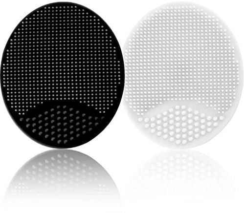 Baby Bath Brush, Baby Cradle Cap Brush, Silicone Massage Brush, Silicone Scrubbers Exfoliator Brush, The Skin Scrubber Baby Essential for Dry Skin, Cradle Cap and Eczema 2 Pack (Small-Black&White)