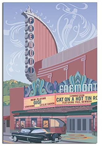 Fremont Theater California Vintage Reiseposter Leinwandkunst Wandbilder Wandbild Wand-Dekor Poster Bild Druck Gemälde 20 x 30 cm