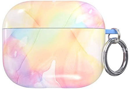 Velvet Caviar AirPods 3. Generation Hülle Niedliche Schutzhülle - Kompatibel mit Apple AirPods 3 Hülle für Frauen mit Schlüsselanhänger - 2021 Gen 3 (Pastell Tie Dye)