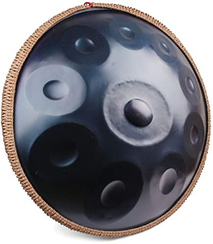 LOMUTY Steel Handpan D Minor Kurd 440Hz 10 Notes 22 Inch Steel Drum with Carry Bag, Stand, 2 Hand Mallets, Music Note Stickers, Wiping Cloth, Blue